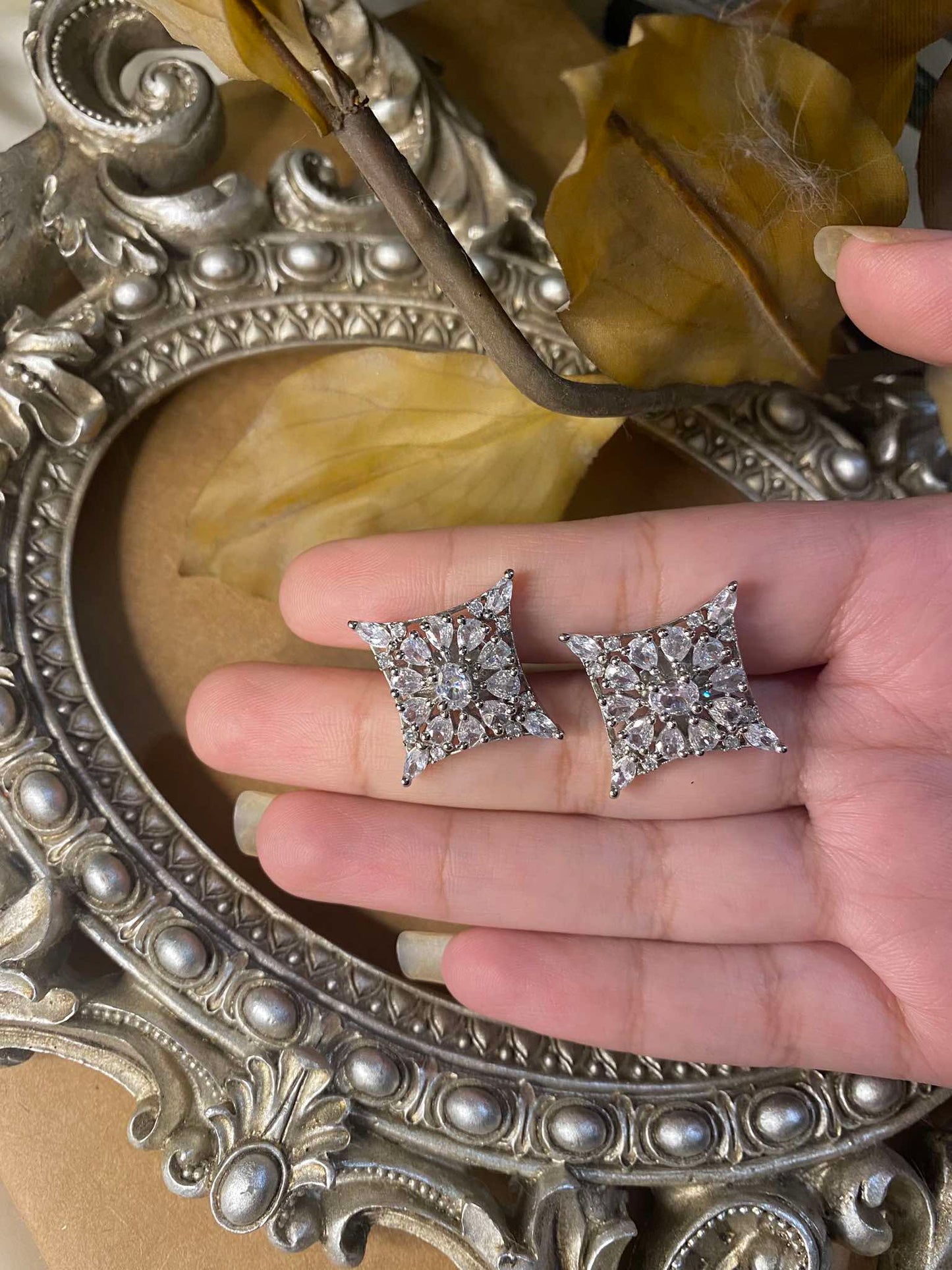 Square stacked earrings