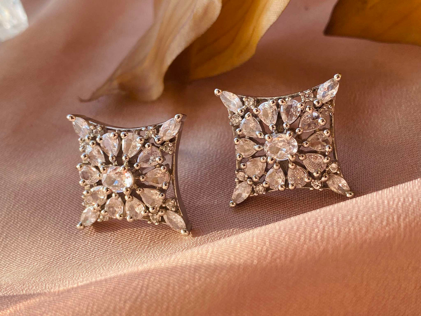 Square stacked earrings